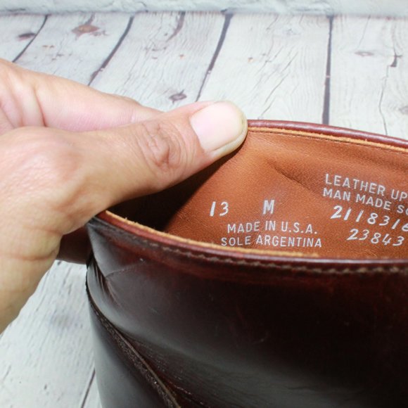 Bostonian Brown Leather Lace Up Oxfords Chukka Dress Shoes Size 13 Medium - Picture 8 of 9